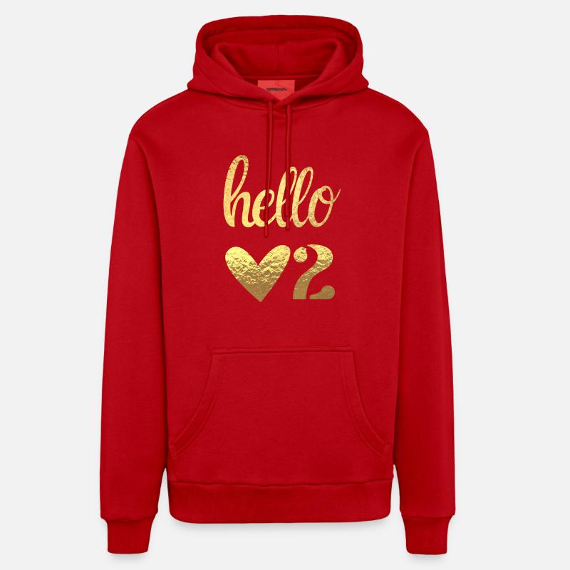 Hello 2 - Sweat à capuche bio décontracté fabriqué en UE - rouge