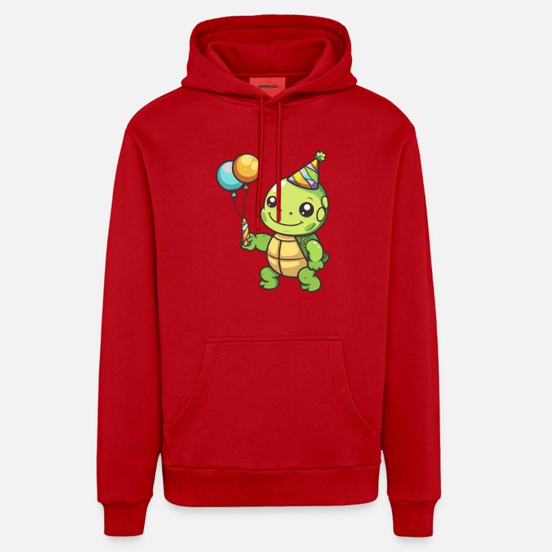 Turtle Birthday Comic - Organic Relaxed Hoodie Made in EU - red
