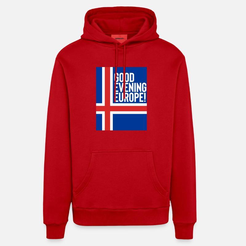 Islande Eurovision - Sweat à capuche bio décontracté fabriqué en UE - rouge