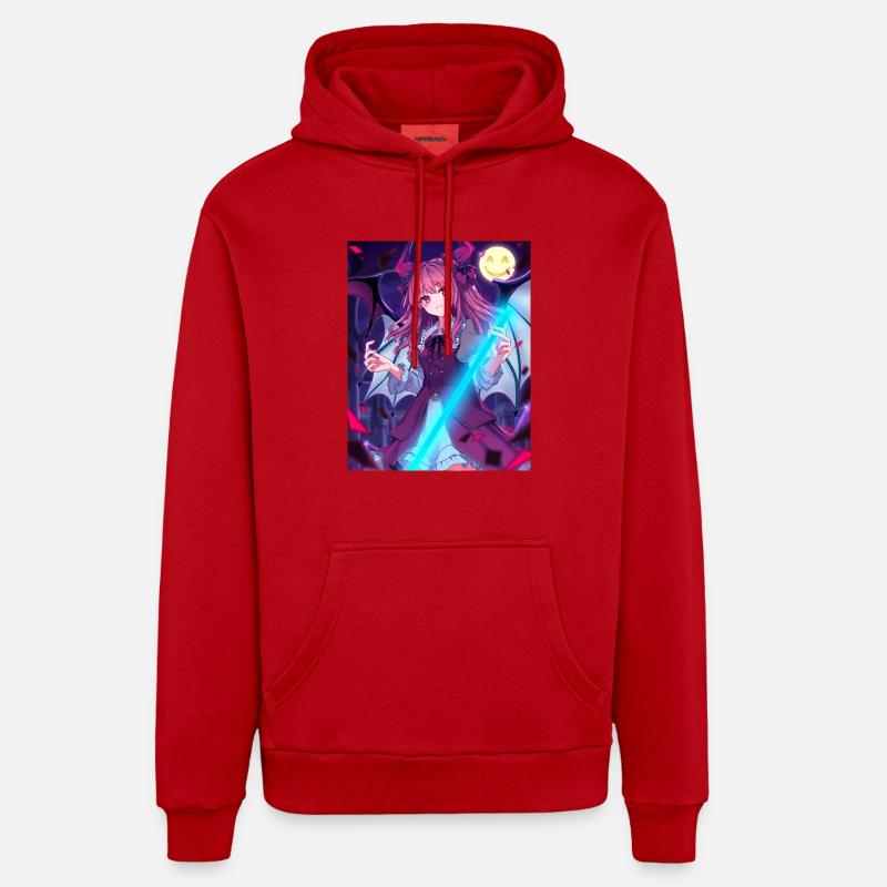 Conception d’anime Hellow - Sweat à capuche bio décontracté fabriqué en UE - rouge