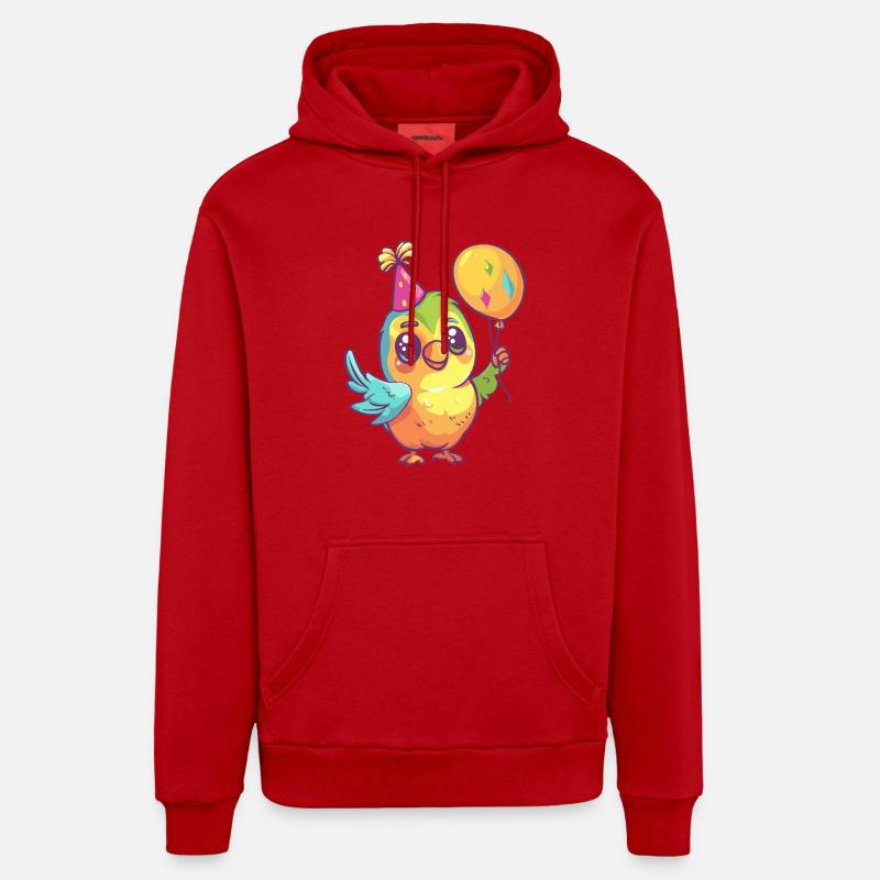 Perroquet anniversaire bébé - Sweat à capuche bio décontracté fabriqué en UE - rouge