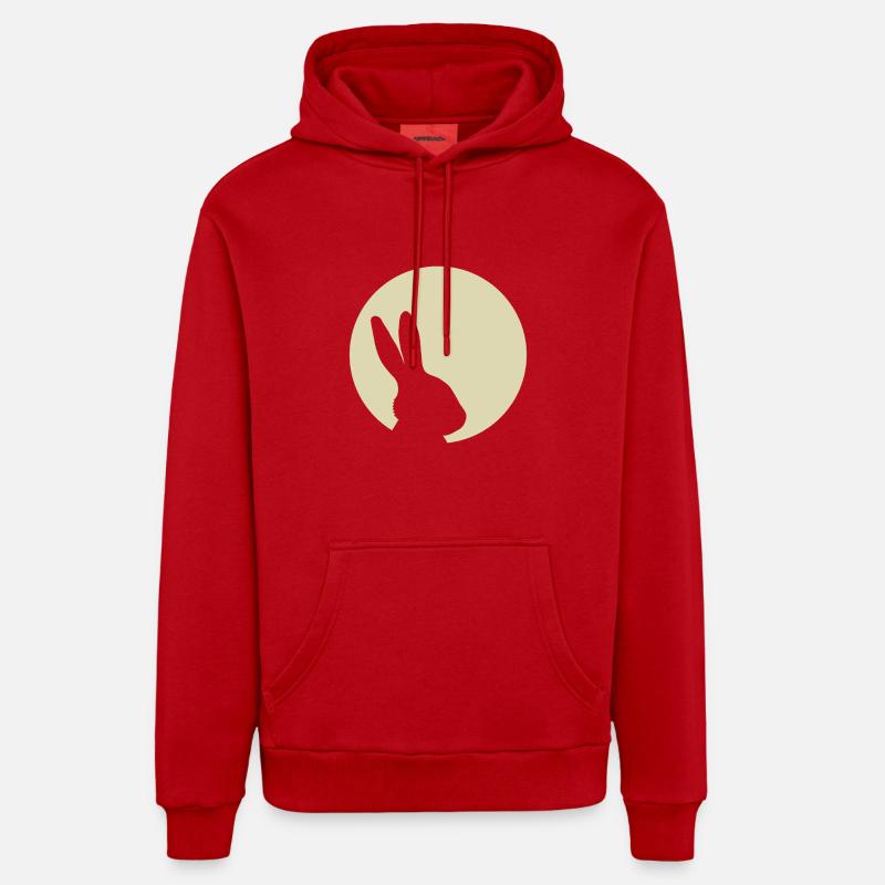 Lapin Lune Lapin Lapin - Sweat à capuche bio décontracté fabriqué en UE - rouge