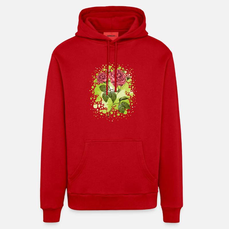 Fleur - Sweat à capuche bio décontracté fabriqué en UE - rouge