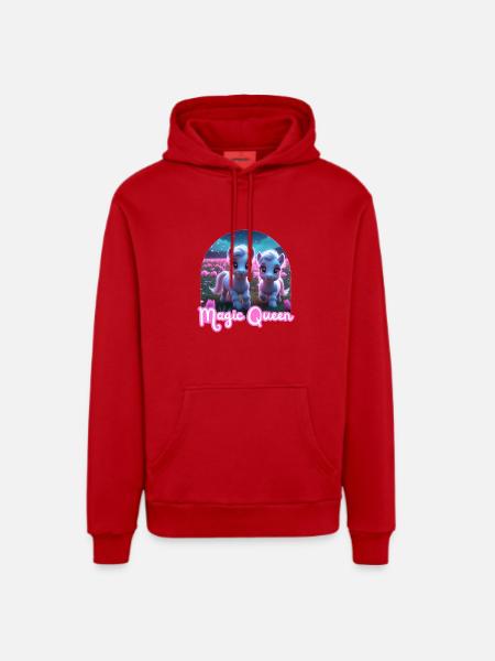 Two Cute Ponies - Magic Queen - Organic Relaxed Hoodie Made in EU - red