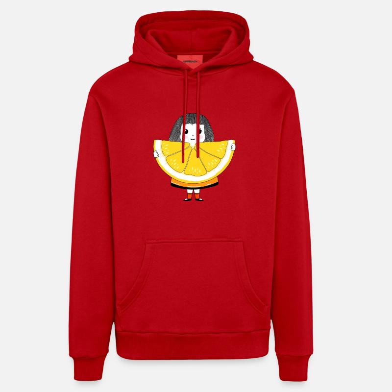 Fille et Orange - Sweat à capuche bio décontracté fabriqué en UE - rouge