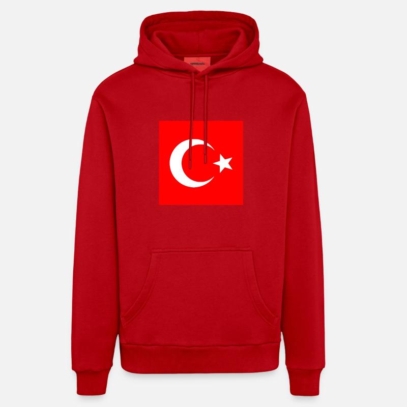 Turquie - Drapeau turc - Sweat à capuche bio décontracté fabriqué en UE - rouge
