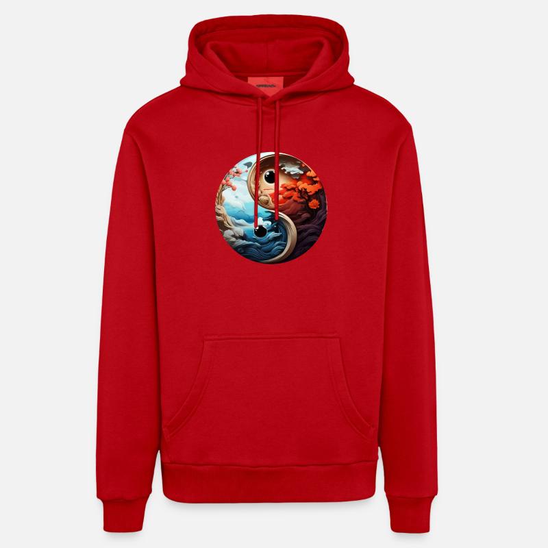Yin Yang - Sweat à capuche bio décontracté fabriqué en UE - rouge