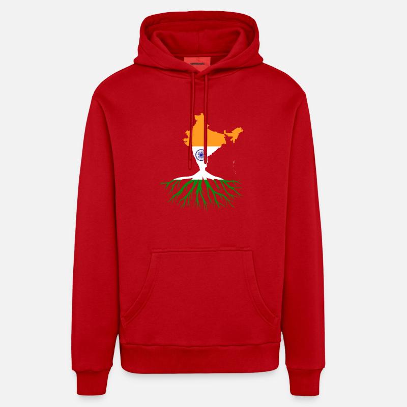 Racines Indiennes Drapeau Indien - Sweat à capuche bio décontracté fabriqué en UE - rouge