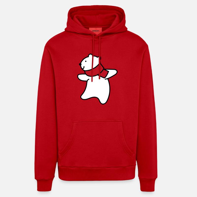 petit ours polaire mignon - Sweat à capuche bio décontracté fabriqué en UE - rouge