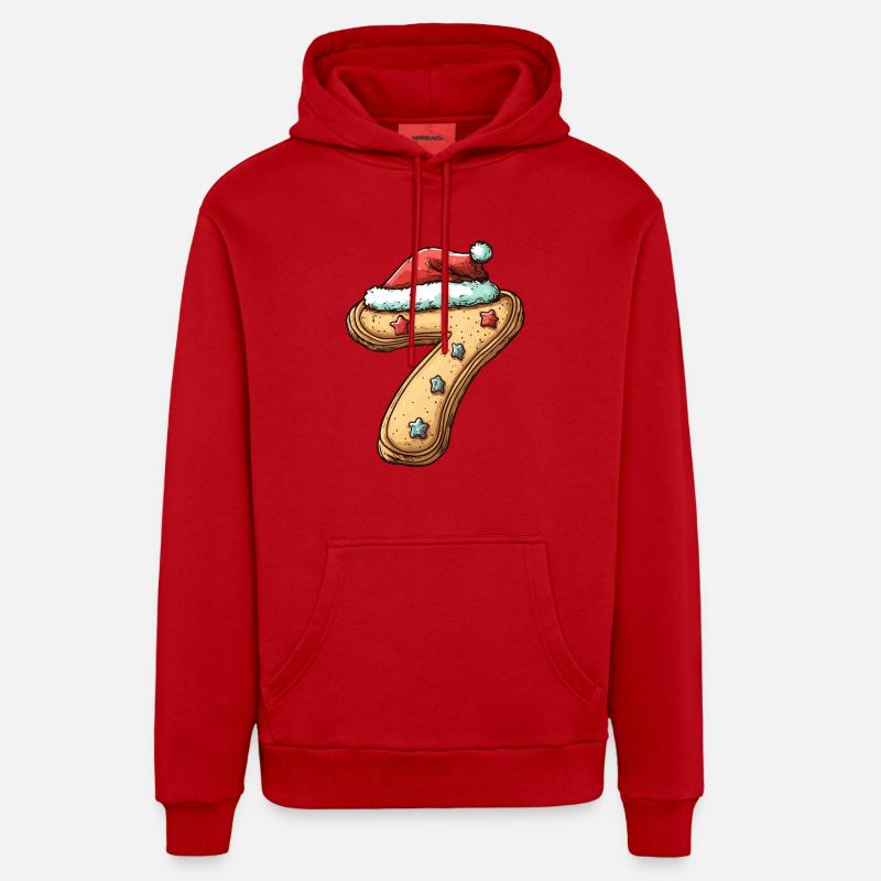 7 Numéro Noël - Sweat à capuche bio décontracté fabriqué en UE - rouge