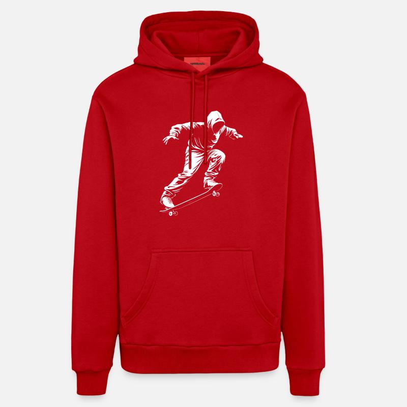 Patineurs dans le saut - Sweat à capuche bio décontracté fabriqué en UE - rouge