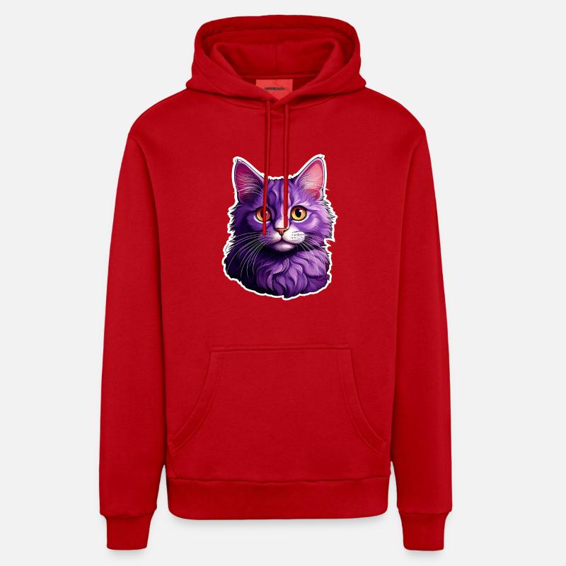 Design moderne Cat - Sweat à capuche bio décontracté fabriqué en UE - rouge