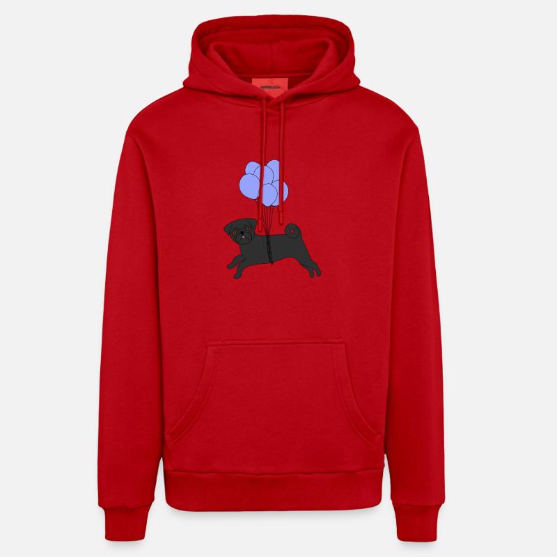Ballons volants carlin noir - Sweat à capuche bio décontracté fabriqué en UE - rouge