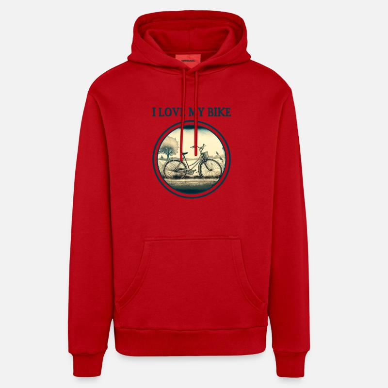 J’aime mon vélo - Sweat à capuche bio décontracté fabriqué en UE - rouge