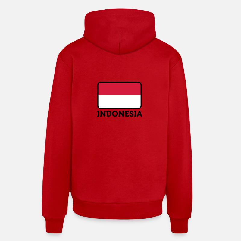 Drapeau national de l Indonésie - Sweat à capuche bio décontracté fabriqué en UE - rouge