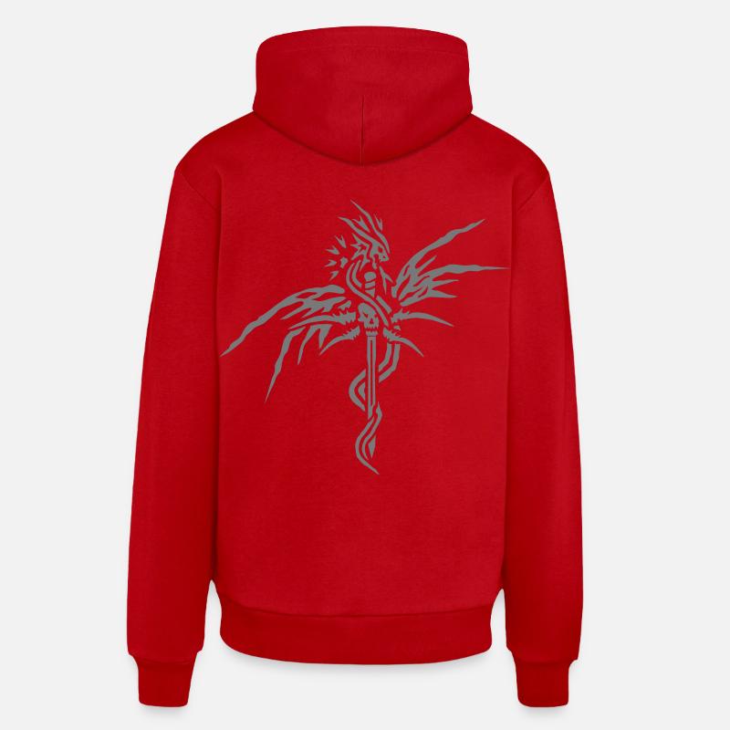 Dragon Sword by PurpleBlackDesign - Sweat à capuche bio décontracté fabriqué en UE - rouge