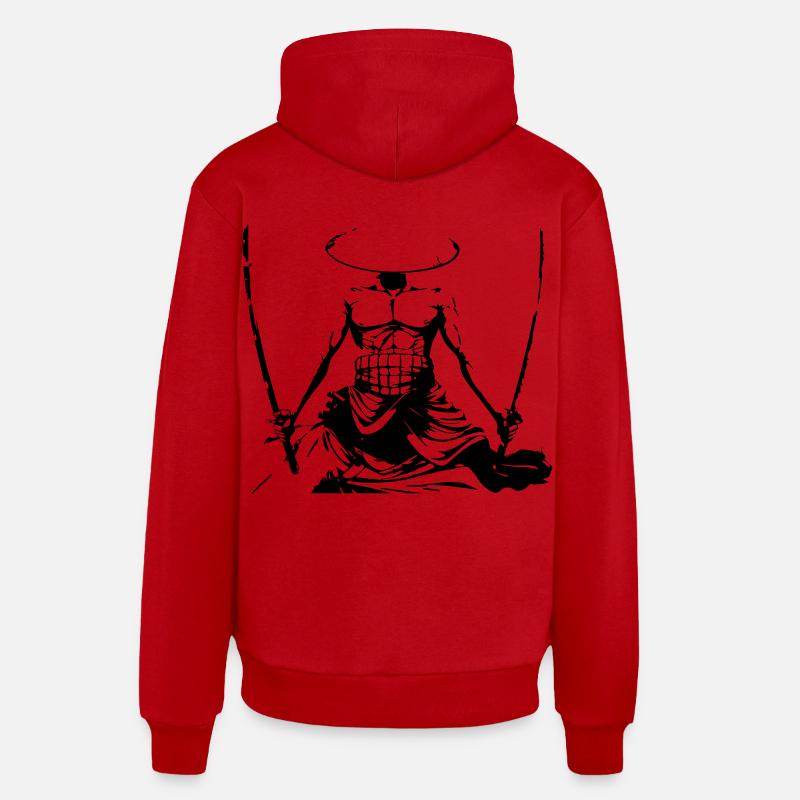 samouraï - Sweat à capuche bio décontracté fabriqué en UE - rouge
