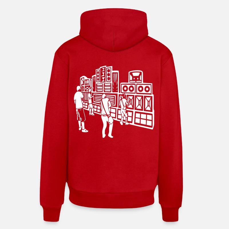 008 système audio 23 - Sweat à capuche bio décontracté fabriqué en UE - rouge