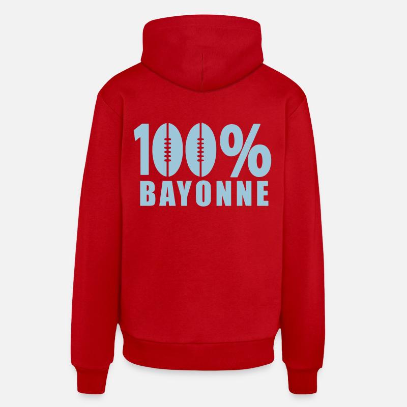 100 % Bayonne ballon rugby - Sweat à capuche bio décontracté fabriqué en UE - rouge