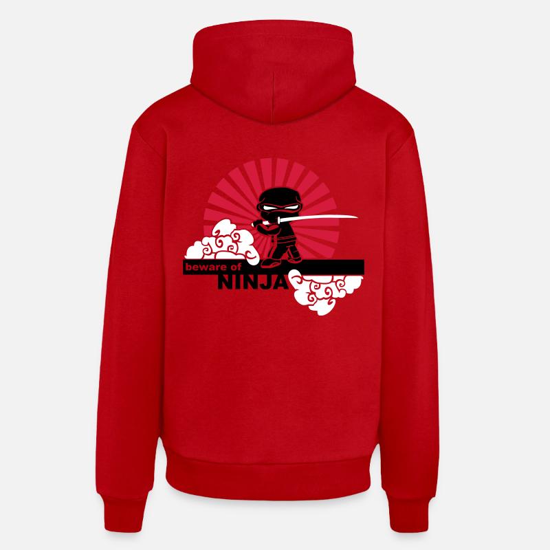 Ninja - Sweat à capuche bio décontracté fabriqué en UE - rouge