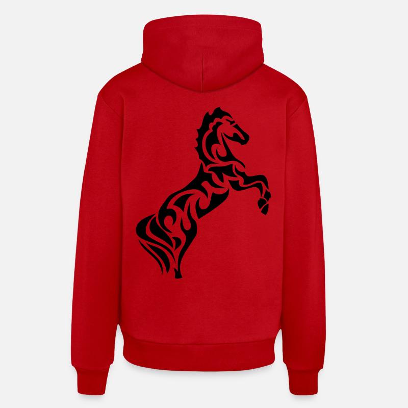 cheval horse tribal1 - Sweat à capuche bio décontracté fabriqué en UE - rouge