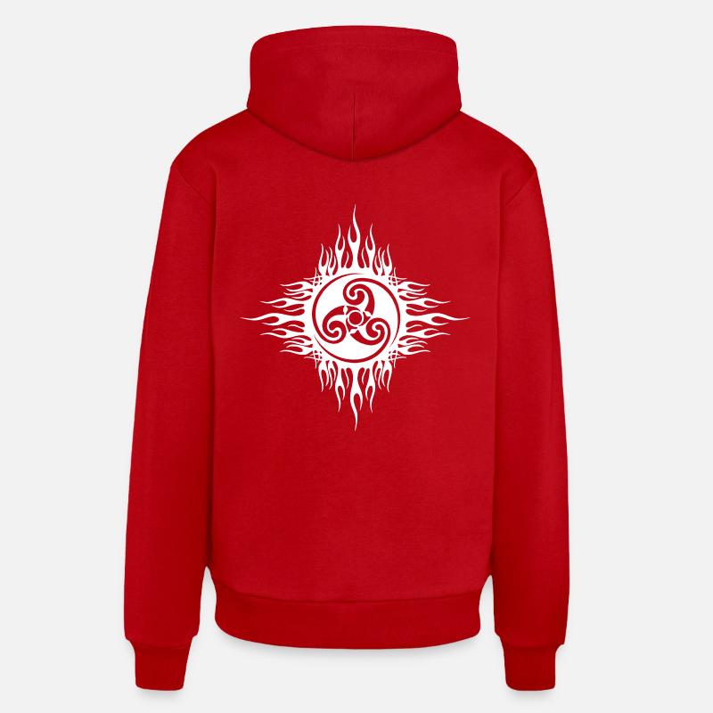 Breizh flaming - Sweat à capuche bio décontracté fabriqué en UE - rouge