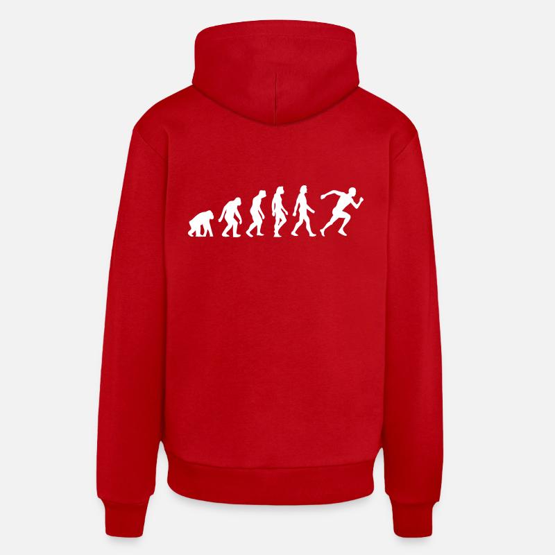 L évolution de la course - Sweat à capuche bio décontracté fabriqué en UE - rouge