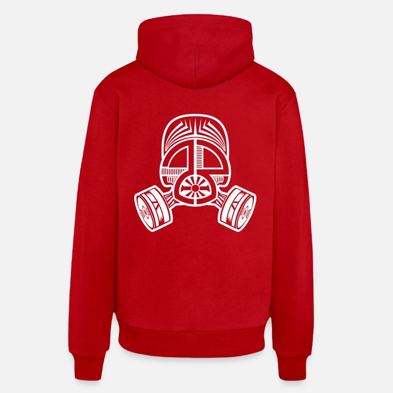 Masque à gaz 23 - Sweat à capuche bio décontracté fabriqué en UE - rouge