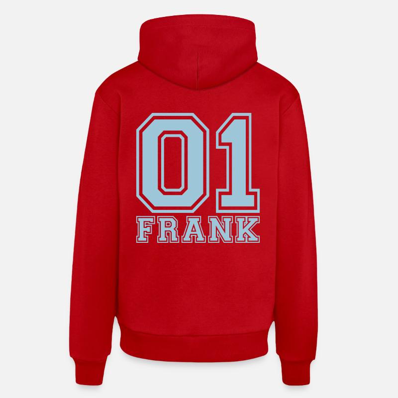Frank - Nom - Sweat à capuche bio décontracté fabriqué en UE - rouge