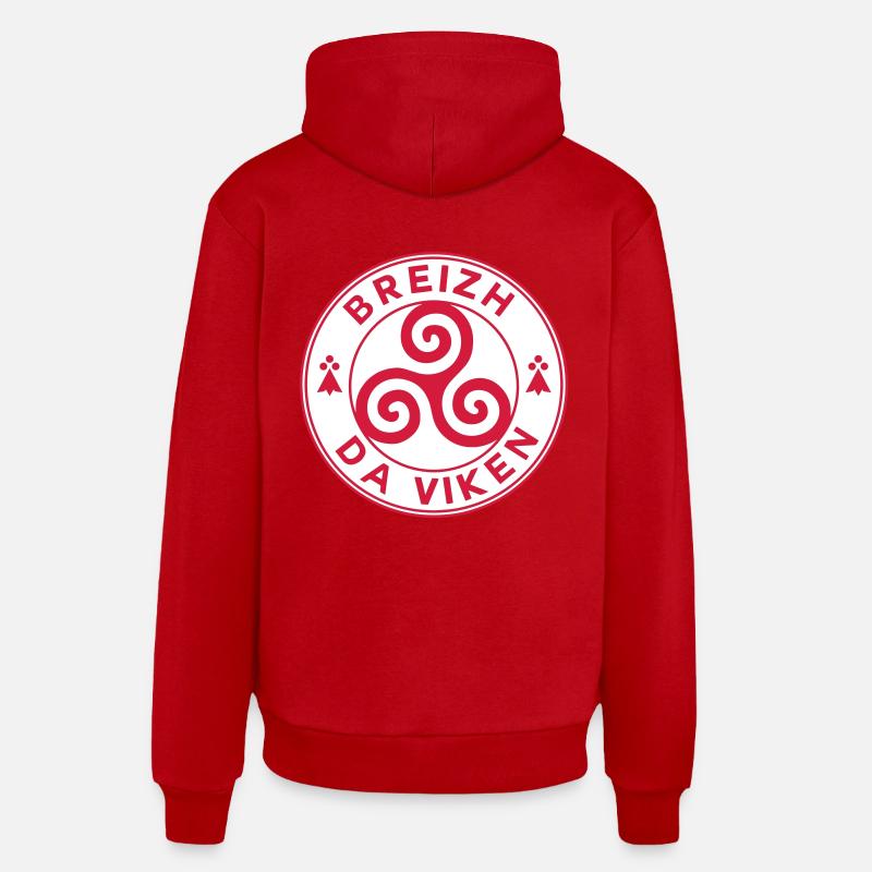Breizh da viken 3 - Sweat à capuche bio décontracté fabriqué en UE - rouge