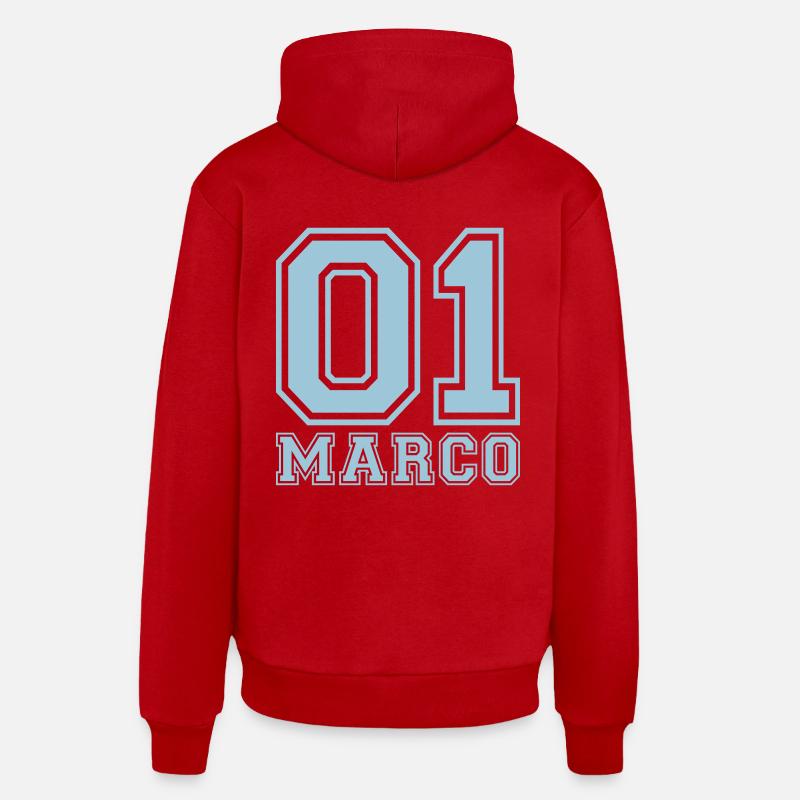 Marco - Nom - Sweat à capuche bio décontracté fabriqué en UE - rouge