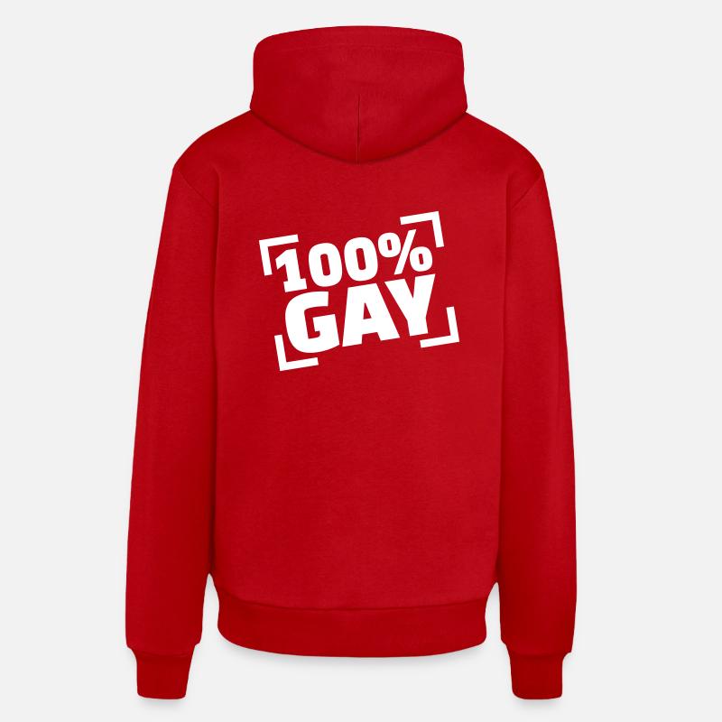 100% gay - Sweat à capuche bio décontracté fabriqué en UE - rouge