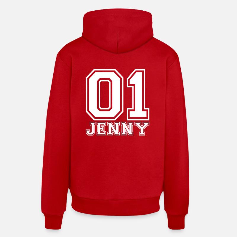 Jenny - Nom - Sweat à capuche bio décontracté fabriqué en UE - rouge