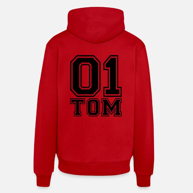 Tom - Nom - Sweat à capuche bio décontracté fabriqué en UE - rouge