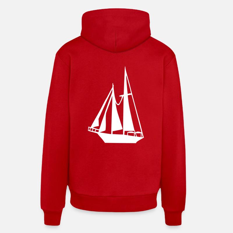 Bateau - Voilier - Sweat à capuche bio décontracté fabriqué en UE - rouge