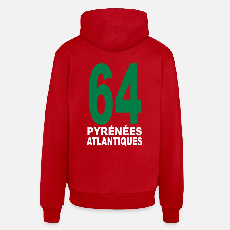 Pyrénées-Atlantiques 64 - Sweat à capuche bio décontracté fabriqué en UE - rouge