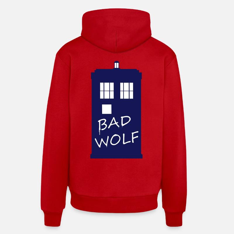 Bad Wolf Tardis - Sweat à capuche bio décontracté fabriqué en UE - rouge