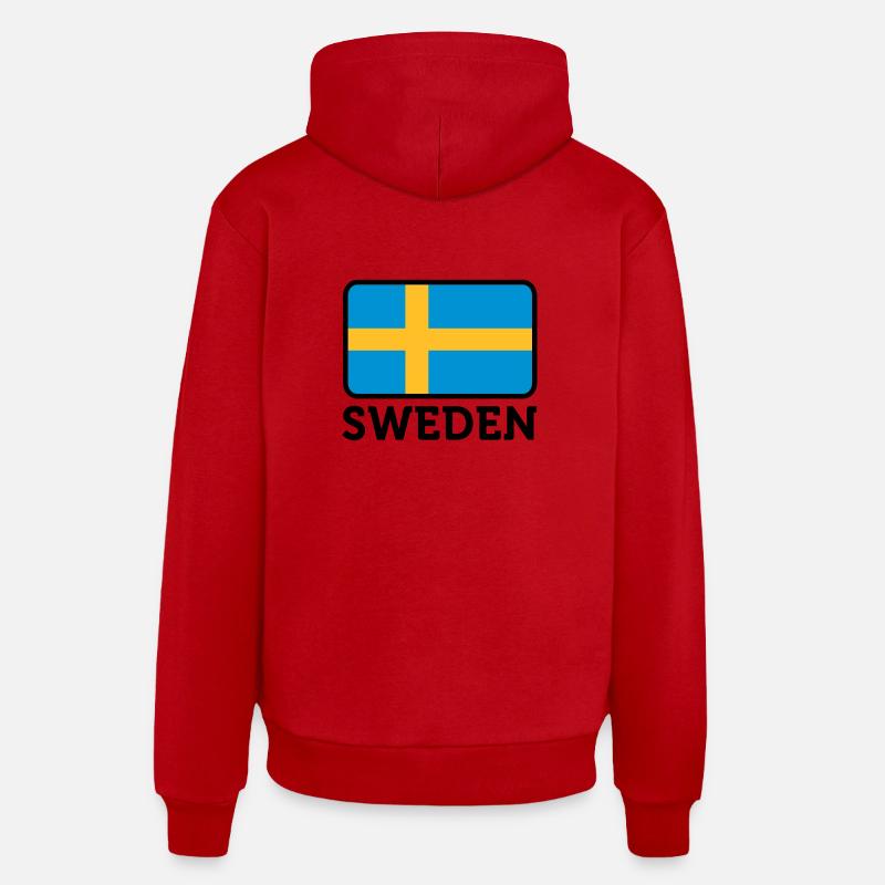 Drapeau national de la Suède - Sweat à capuche bio décontracté fabriqué en UE - rouge