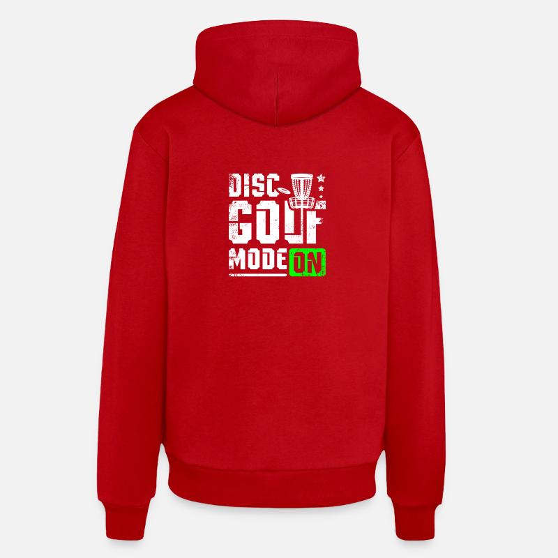 Disques golf mode sur - Sweat à capuche bio décontracté fabriqué en UE - rouge