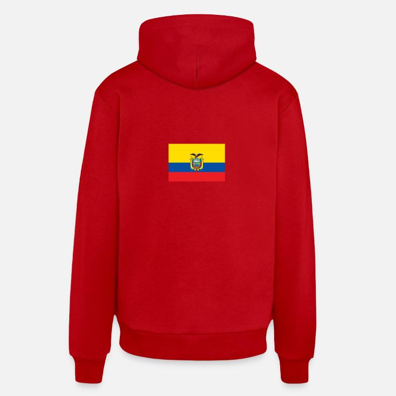 Drapeau national de l Équateur - Sweat à capuche bio décontracté fabriqué en UE - rouge