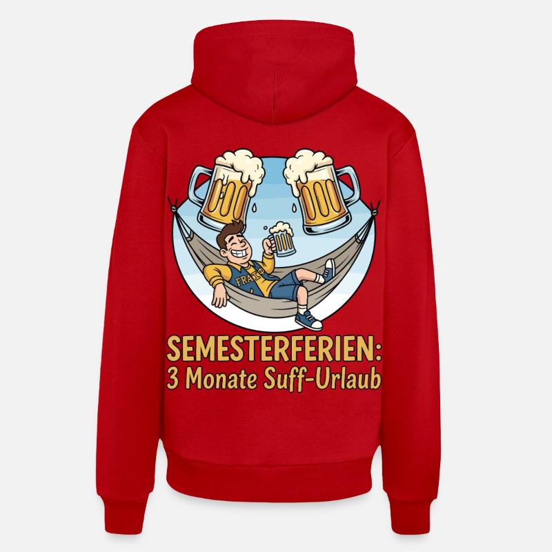 Vacances semestrielles : Vacances alcoolisées - Sweat à capuche bio décontracté fabriqué en UE - rouge