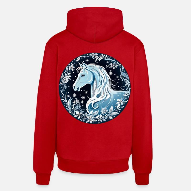 Cheval - Sweat à capuche bio décontracté fabriqué en UE - rouge