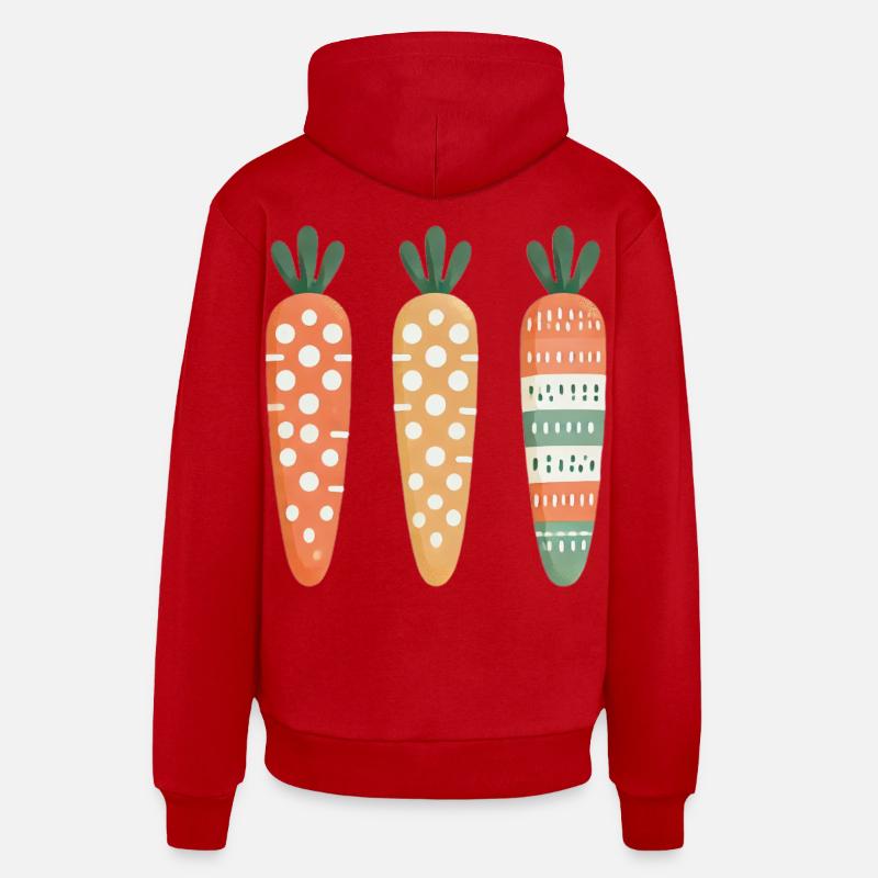 Cute Carrot Pattern Easter Joy - Organic Relaxed Hoodie Made in EU - red