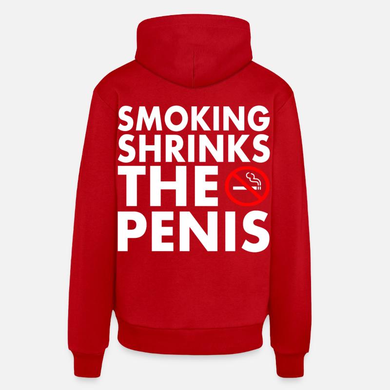 Smoking shrinks the penis - Sweat à capuche bio décontracté fabriqué en UE - rouge