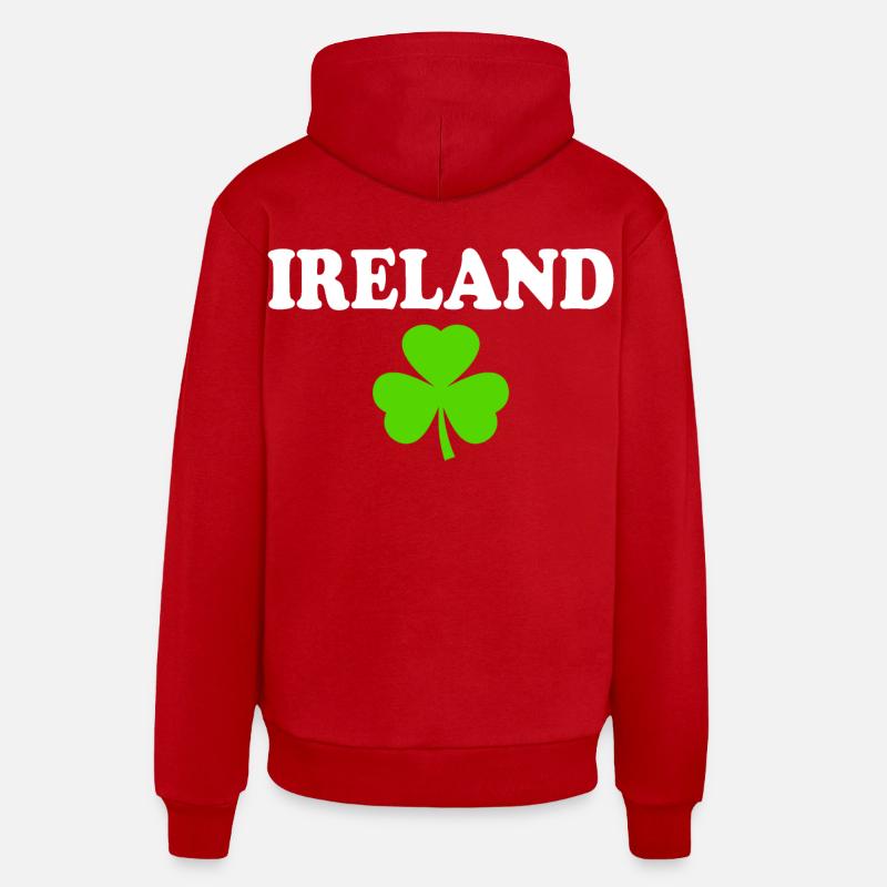 Trèfle d’Irlande - Sweat à capuche bio décontracté fabriqué en UE - rouge