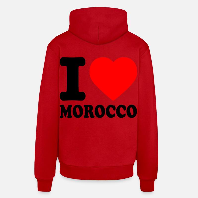 I love morocco - maroc - Sweat à capuche bio décontracté fabriqué en UE - rouge