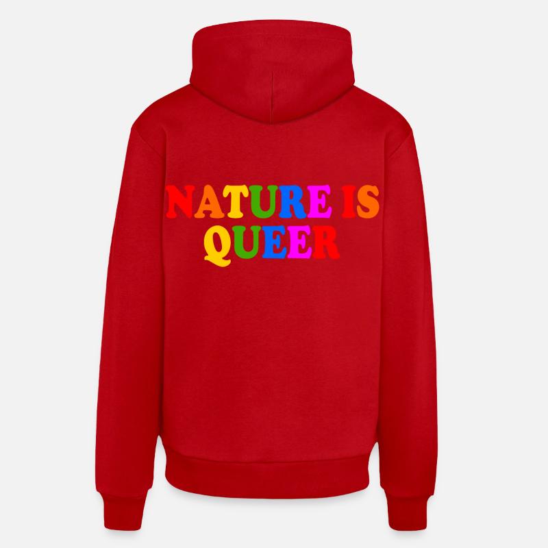 Nature is queer - Sweat à capuche bio décontracté fabriqué en UE - rouge