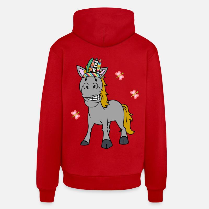 Chaman Cheval Poney Chaman Printemps - Sweat à capuche bio décontracté fabriqué en UE - rouge