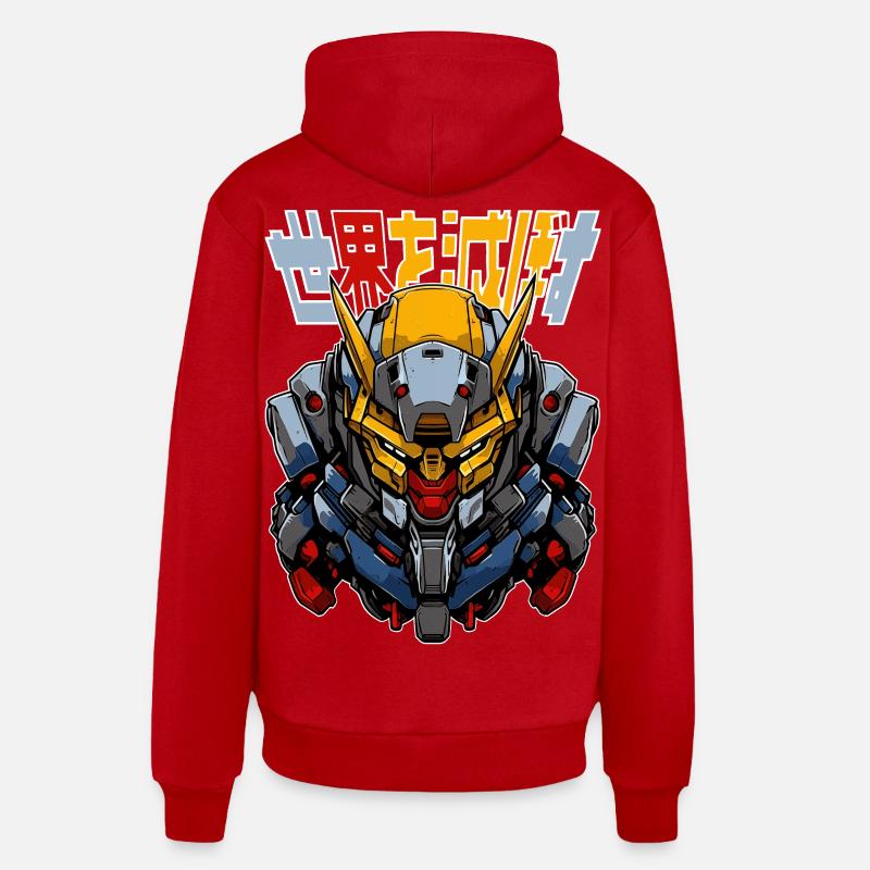 Robots d’anime ! - Sweat à capuche bio décontracté fabriqué en UE - rouge