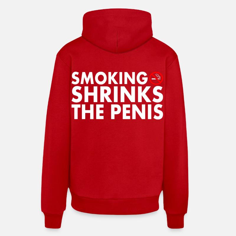 Smoking shrinks the penis - Sweat à capuche bio décontracté fabriqué en UE - rouge